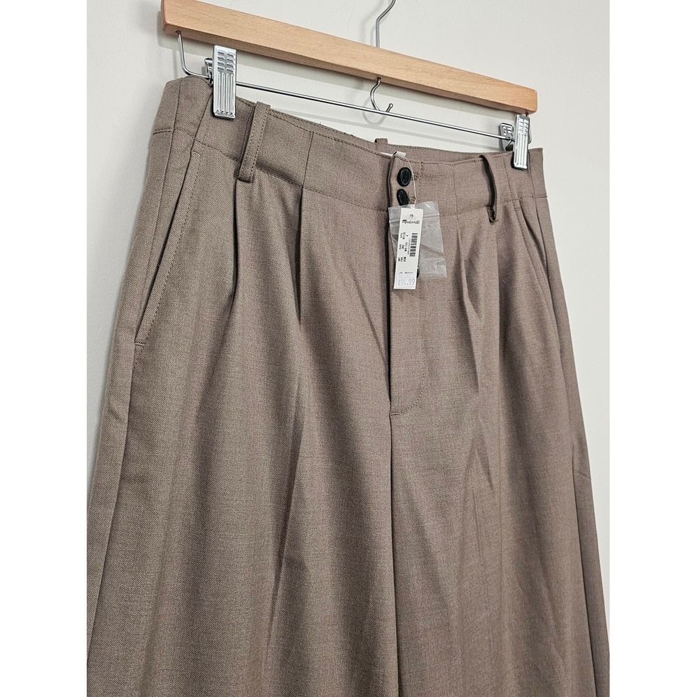 Madewell Womans 4 Harlow Wide-Leg Trousers Pants Tan Pleated Cinch Back Career ~ - Picture 4 of 9